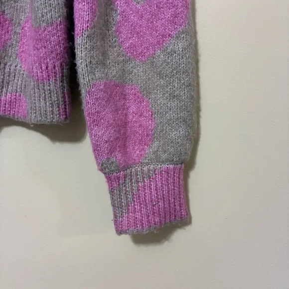 Lou & Grey Crewneck Leopard Print Knit Sweater Womens XS Pink Brown - Picture 3 of 8